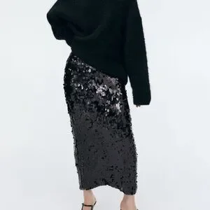 H&M Skirts Hm Sequined Midi Skirt Poshmark